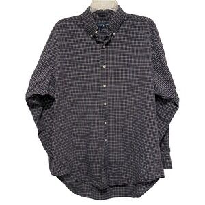 Polo Ralph Lauren Relaxed Fit Mens Large Blue Plaid Cotton Button Down Shirt L